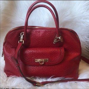 DKNY Red Leather Satchel Handbag